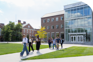 Students walk across campus